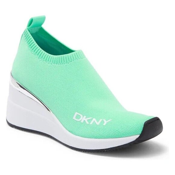 DKNY BNWT "Parks" green wedge pull on Sneaker Womens - Picture 1 of 8